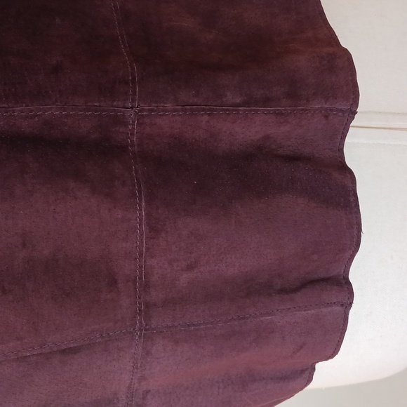 Worth sleeveless vest genuine leather suede Outerwear round neck cropped brown M - Picture 6 of 11